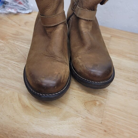 Taos Combo Leather Boot Faux Fur Lining Snap Buckle Side Zip Brown Women's 10 - Picture 5 of 11